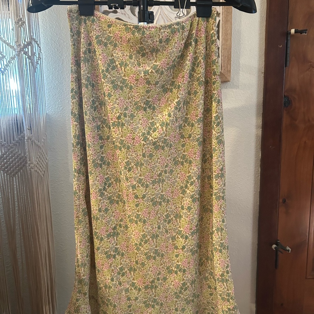 Wild Fable Yellow Cream Maxi A-line Skirt